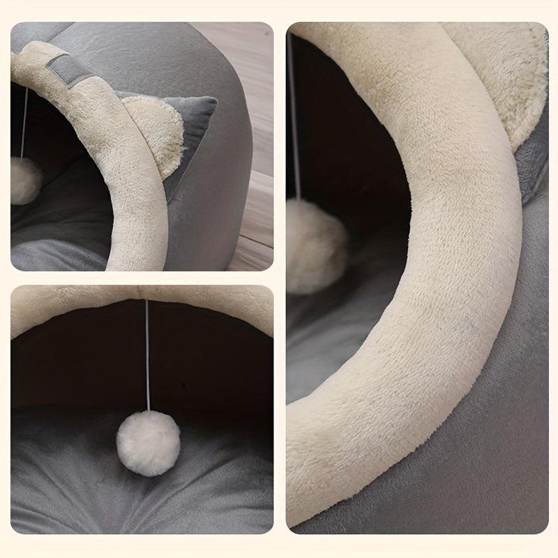 Cozy Cat Villa House with Detachable Cushion and Enclosed Tent