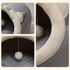 Cozy Cat Villa House with Detachable Cushion and Enclosed Tent