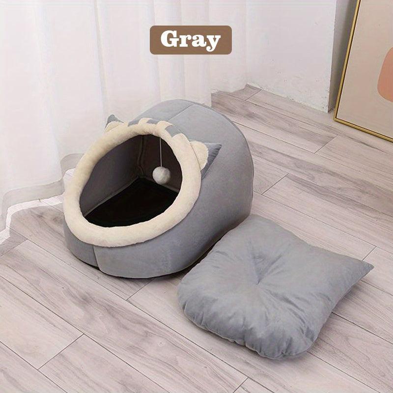 Cozy Cat Villa House with Detachable Cushion and Enclosed Tent
