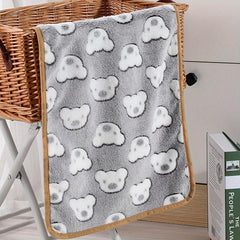 Coral Cartoon Bear Pet Blanket for Small Cats & Dogs