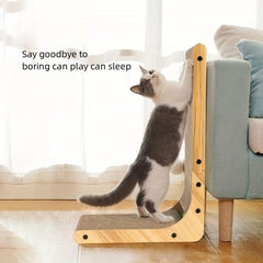 L-shaped Vertical Cat Scratching Board with Bell Ball