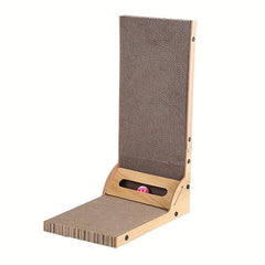 L-shaped Vertical Cat Scratching Board with Bell Ball