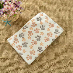 Cozy Pet Blanket for Cats and Dogs Coral Fleece Paw Print Blanket