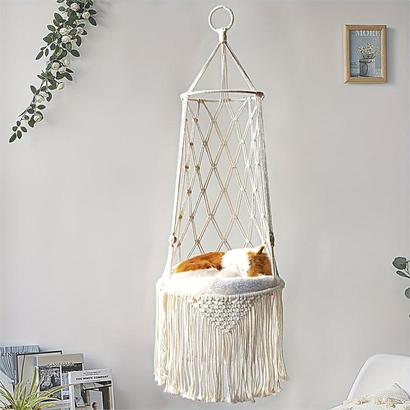 Hand woven Cat Nest Hammock Basket Wall Hanging Pet Basket