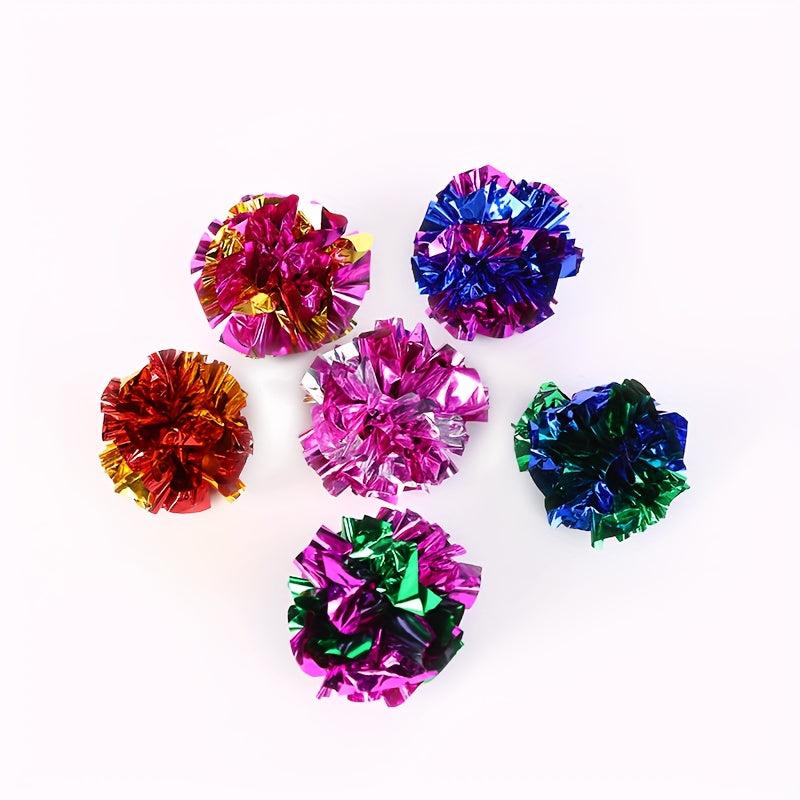 6pcs Crinkle Balls for Indoor Cats - Squeaky Ball Toys