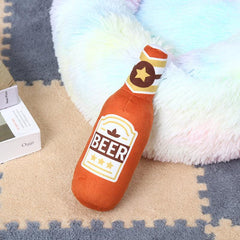 Squeaky Dog Plush Toy Beer Bottle Shape Bite Resistant