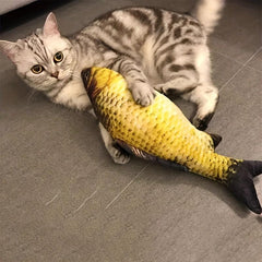 Plush Fish Shaped Cat Chew Toy Interactive Cat Pillow