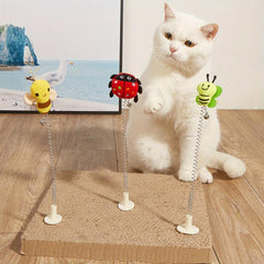 Interactive Cat Teaser Toy with Plush Animal & Ring Spring
