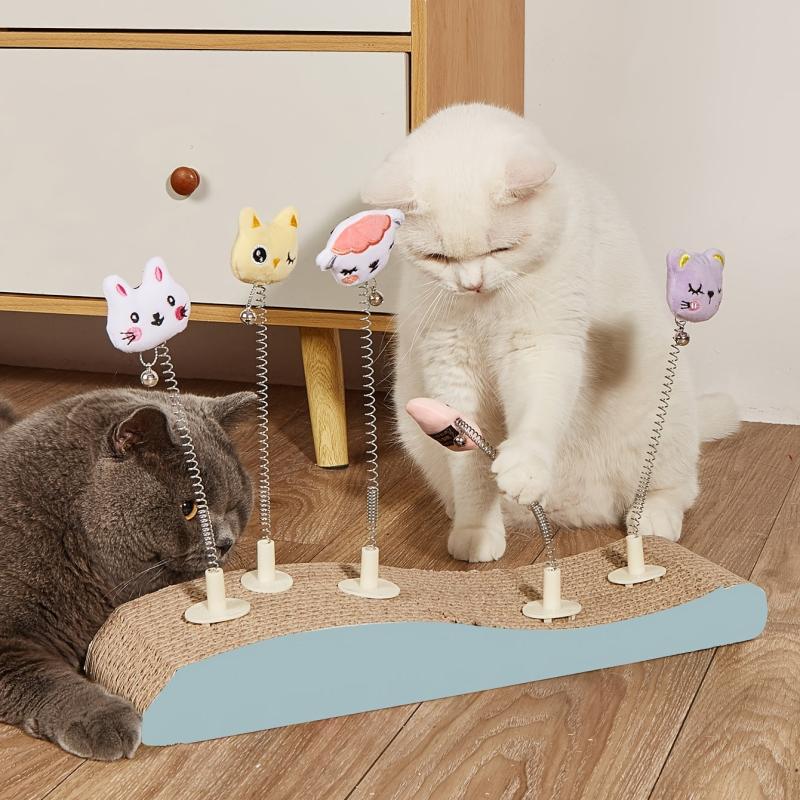 Interactive Cat Teaser Toy with Plush Animal & Ring Spring