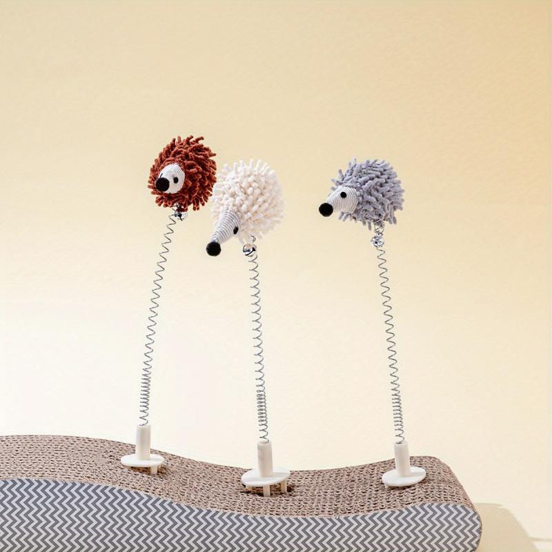Interactive Cat Teaser Toy with Plush Animal & Ring Spring