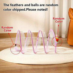 Foldable Cat Tunnel with Feather Teaser Toy for Endless Fun