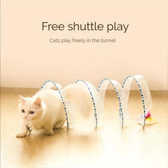 Foldable Cat Tunnel with Feather Teaser Toy for Endless Fun