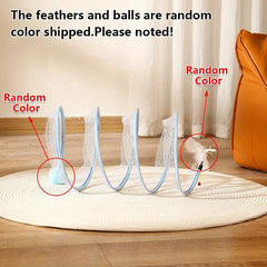 Foldable Cat Tunnel with Feather Teaser Toy for Endless Fun