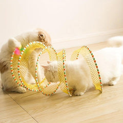 Foldable Cat Tunnel with Feather Teaser Toy for Endless Fun