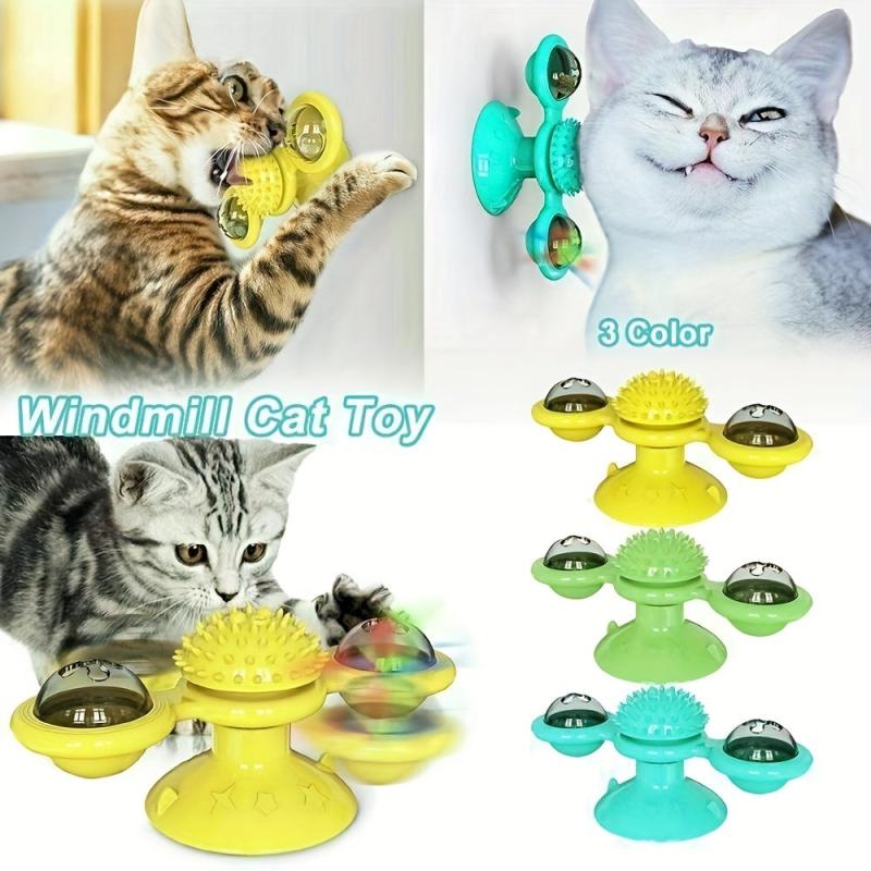 Interactive Windmill Cat Toy w/ LED Light