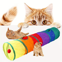 Rainbow Decor Cat Tunnel Toy Foldable Breathable Pet Cat Toy Tube