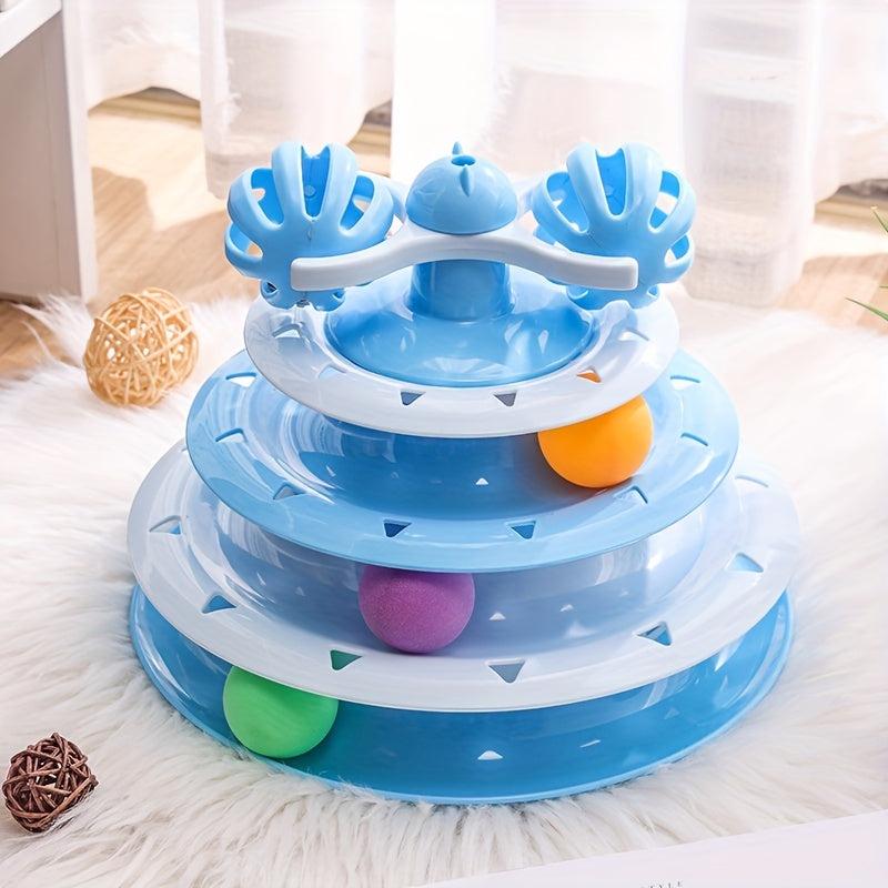 Interactive Cat Toy Roller with 4 Levels and Balls