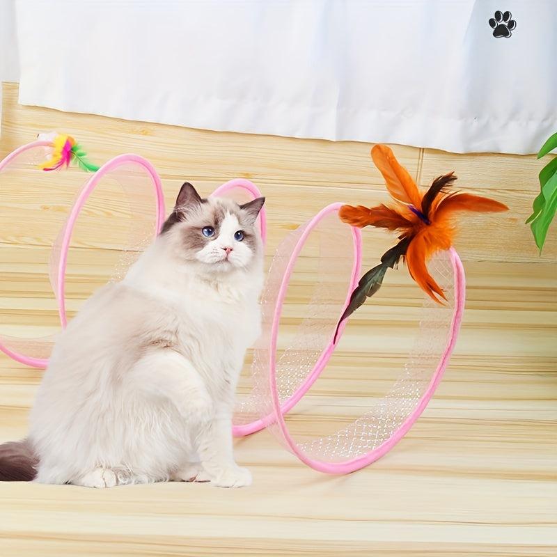 Foldable Cat Tunnel with Mouse Toy - Fun and Exercise for Your Feline