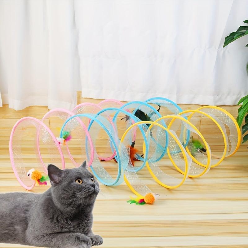 Foldable Cat Tunnel with Mouse Toy - Fun and Exercise for Your Feline