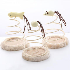 Indoor Cat Plush Toy With Spring Plate and Ball Teaser