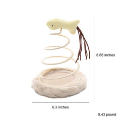 Indoor Cat Plush Toy With Spring Plate and Ball Teaser