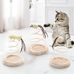 Indoor Cat Plush Toy With Spring Plate and Ball Teaser