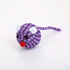 Plush Mouse Teaser Toy for Cats with Feather Rope Ball