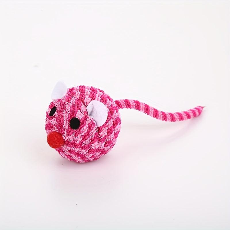 Plush Mouse Teaser Toy for Cats with Feather Rope Ball