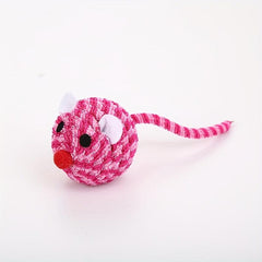 Plush Mouse Teaser Toy for Cats with Feather Rope Ball