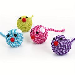Plush Mouse Teaser Toy for Cats with Feather Rope Ball