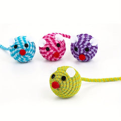 Plush Mouse Teaser Toy for Cats with Feather Rope Ball