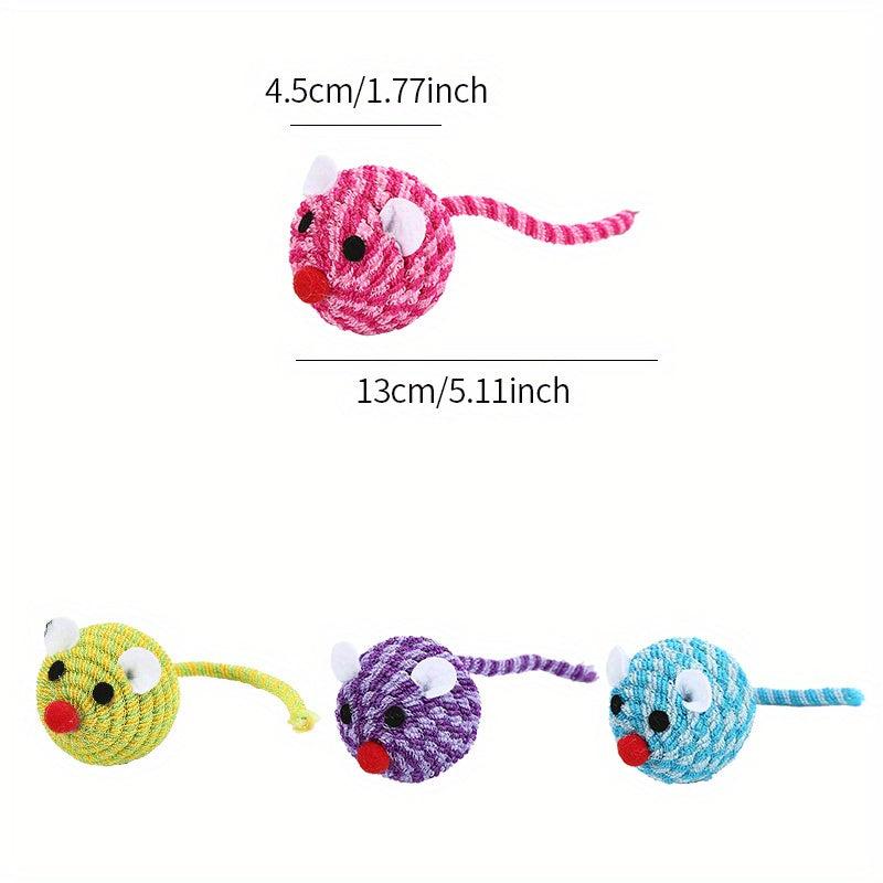 Plush Mouse Teaser Toy for Cats with Feather Rope Ball