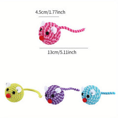 Plush Mouse Teaser Toy for Cats with Feather Rope Ball
