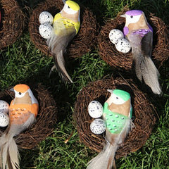 2pcs Rattan Bird Nests for Garden & Yard Decoration