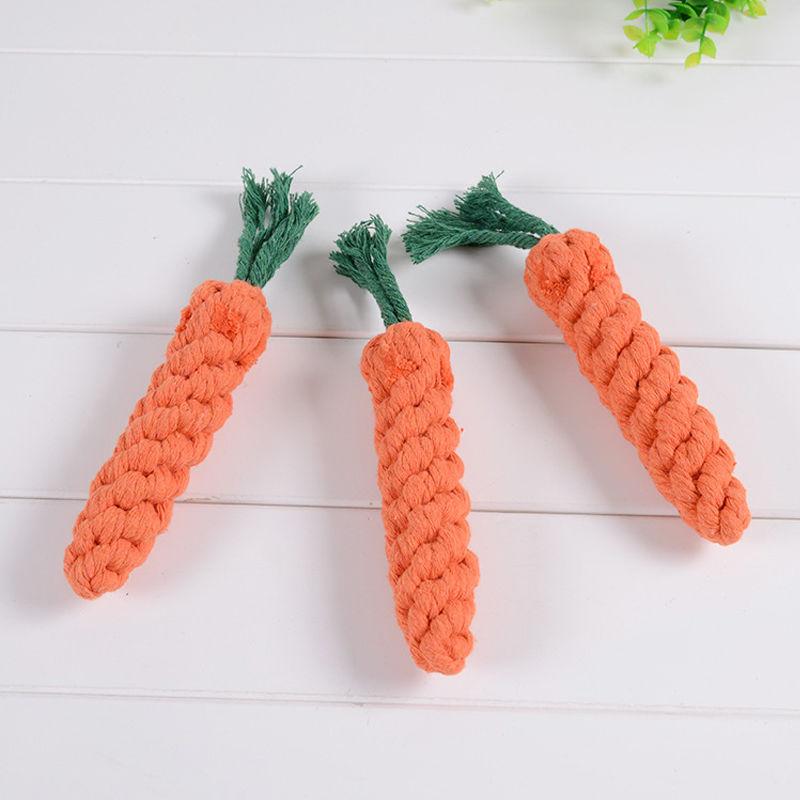 Bite-Resistant Dog Chew Toys for Small Dogs - Carrot Cotton Rope
