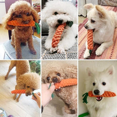 Bite-Resistant Dog Chew Toys for Small Dogs - Carrot Cotton Rope