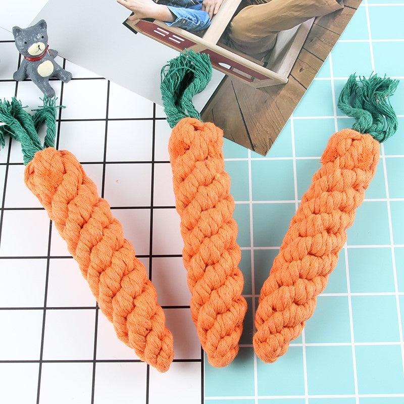 Bite-Resistant Dog Chew Toys for Small Dogs - Carrot Cotton Rope