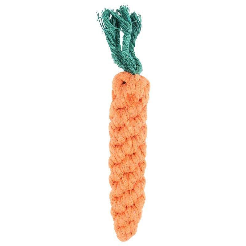 Bite-Resistant Dog Chew Toys for Small Dogs - Carrot Cotton Rope