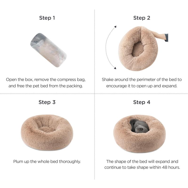 Calming Dog Bed Anti-Anxiety Machine Washable Waterproof Cozy Pet Round Bed