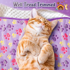Cozy Paw Print Pet Blanket Soft Fleece Sleeping Mat for Cats and Dogs