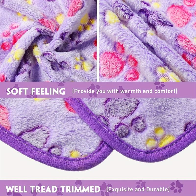 Cozy Paw Print Pet Blanket Soft Fleece Sleeping Mat for Cats and Dogs