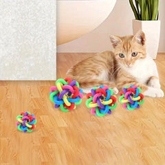 Non Toxic Rainbow Rubber Ball with Bell for Dogs