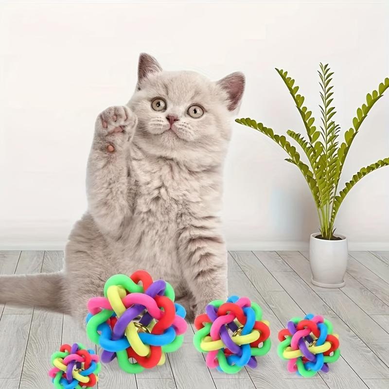 Non Toxic Rainbow Rubber Ball with Bell for Dogs