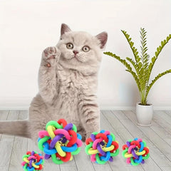 Non Toxic Rainbow Rubber Ball with Bell for Dogs