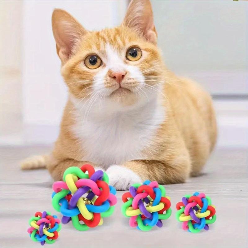 Non Toxic Rainbow Rubber Ball with Bell for Dogs