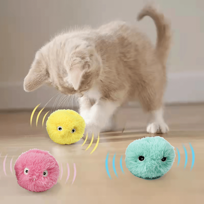 Interactive Soft Ball Cat Training Toy with Squeaky Sound