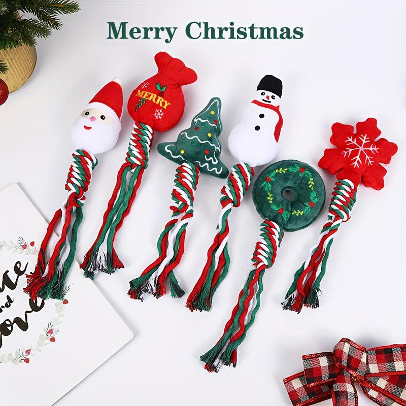 Christmas Teeth Cleaning Rope Knot Pet Toy Dog Chew Durable Toy
