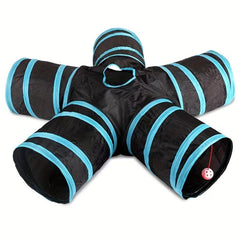 Collapsible Pet Tunnel with Hanging Bell Ball - Fun Toy for Cats and Kittens