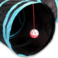Collapsible Pet Tunnel with Hanging Bell Ball - Fun Toy for Cats and Kittens