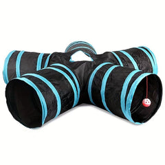 Collapsible Pet Tunnel with Hanging Bell Ball - Fun Toy for Cats and Kittens